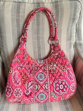 Vera Bradley “Call Me Coral” Quilted Paisley Hobo Shoulder Bag